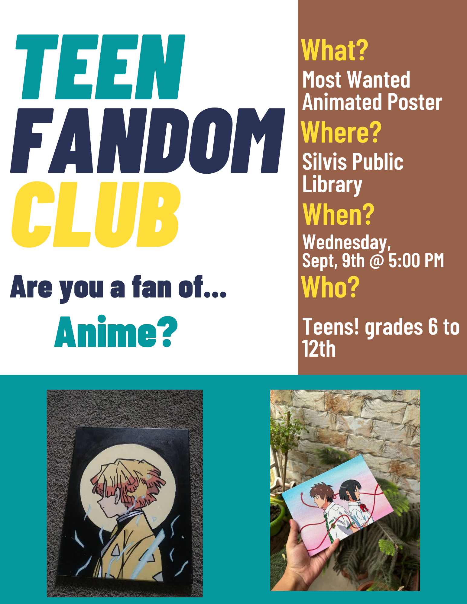 9-9-26 Teen Fandom Club Anime Canvas Painting